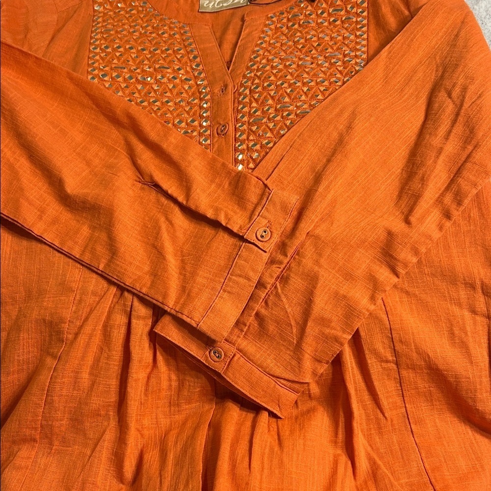 Utsa Terracotta Embroidered Tunic Size XS - Picture 8 of 8